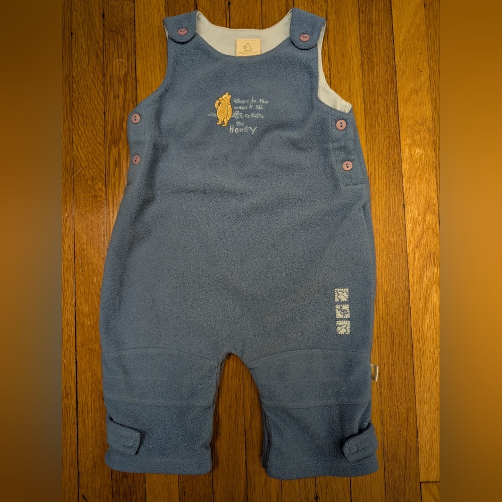 Blue Fleece Baby Overalls Winnie The Pooh